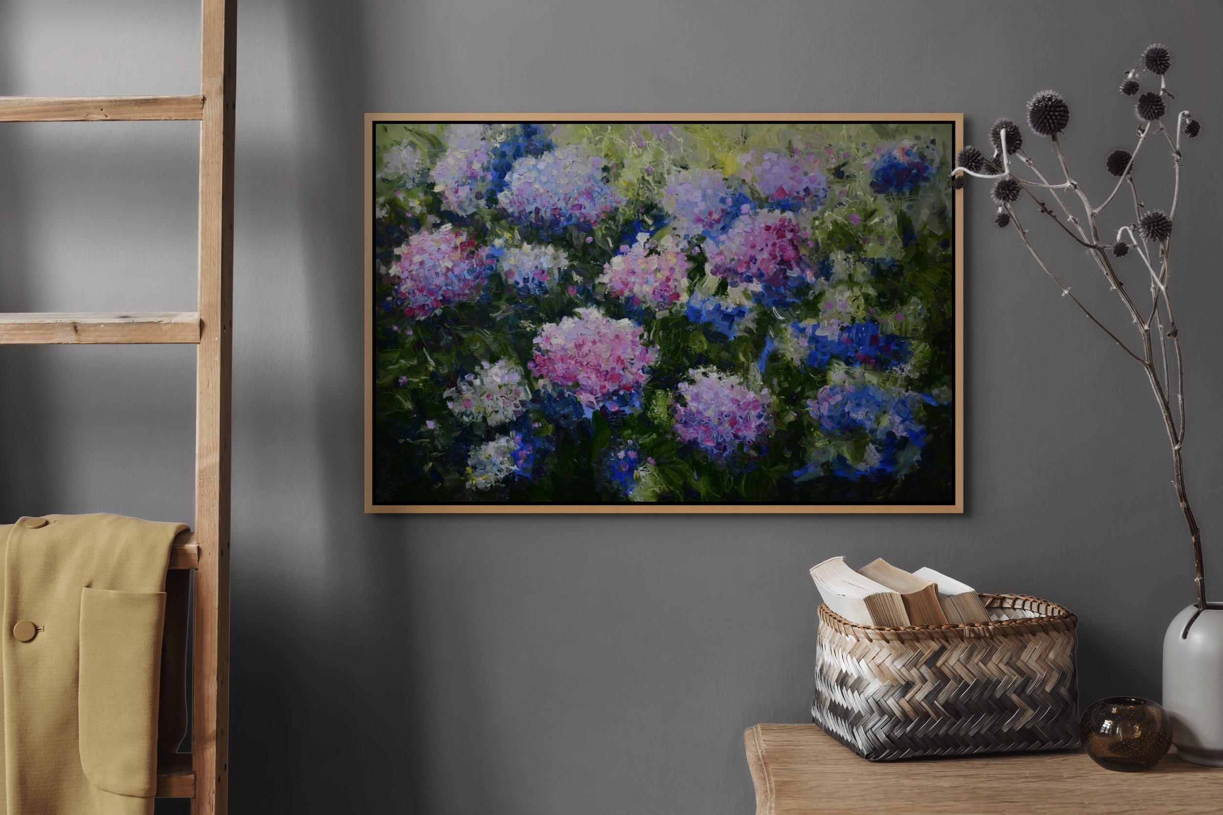 Hydrangea Flower Oil Painting Hydrangea Wall Art Contemporary